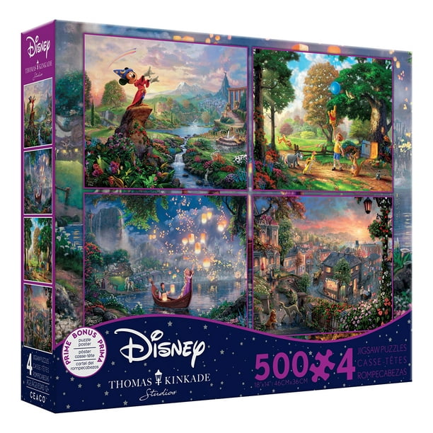 Disney Thomas Kinkade Puzzle Lot X3 Snow White Cinderella Mickey Mouse
